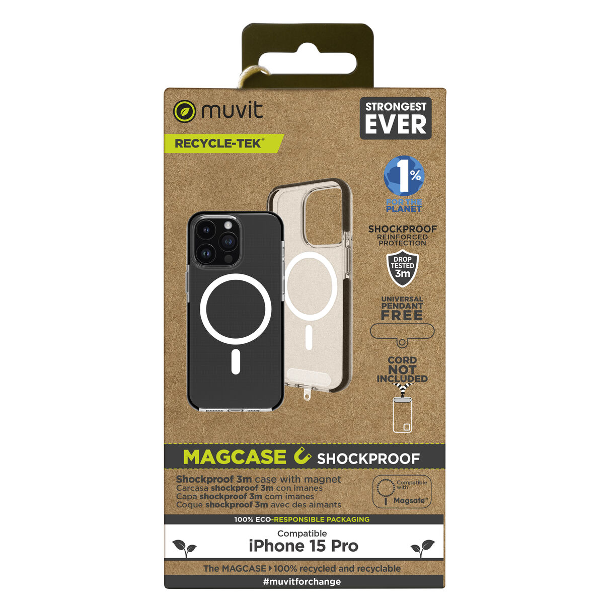 Image de Protection pour téléphone portable Muvit for Change iPhone 15 Pro Clear Magnétique