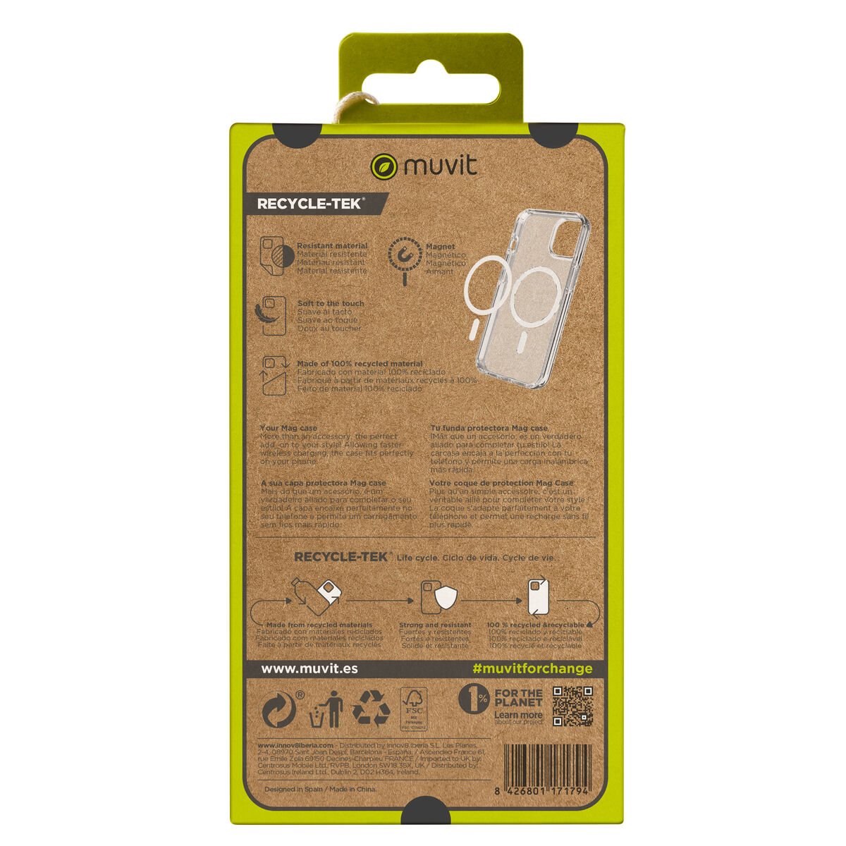 Image de Protection pour téléphone portable Muvit for Change iPhone 15 Clear iPhone 15 Magnétique
