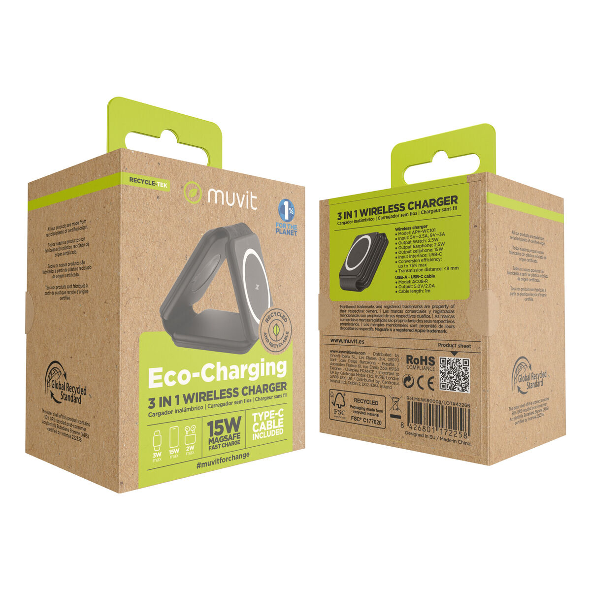 Cordless Charger Muvit for Change APH-WC101 Black