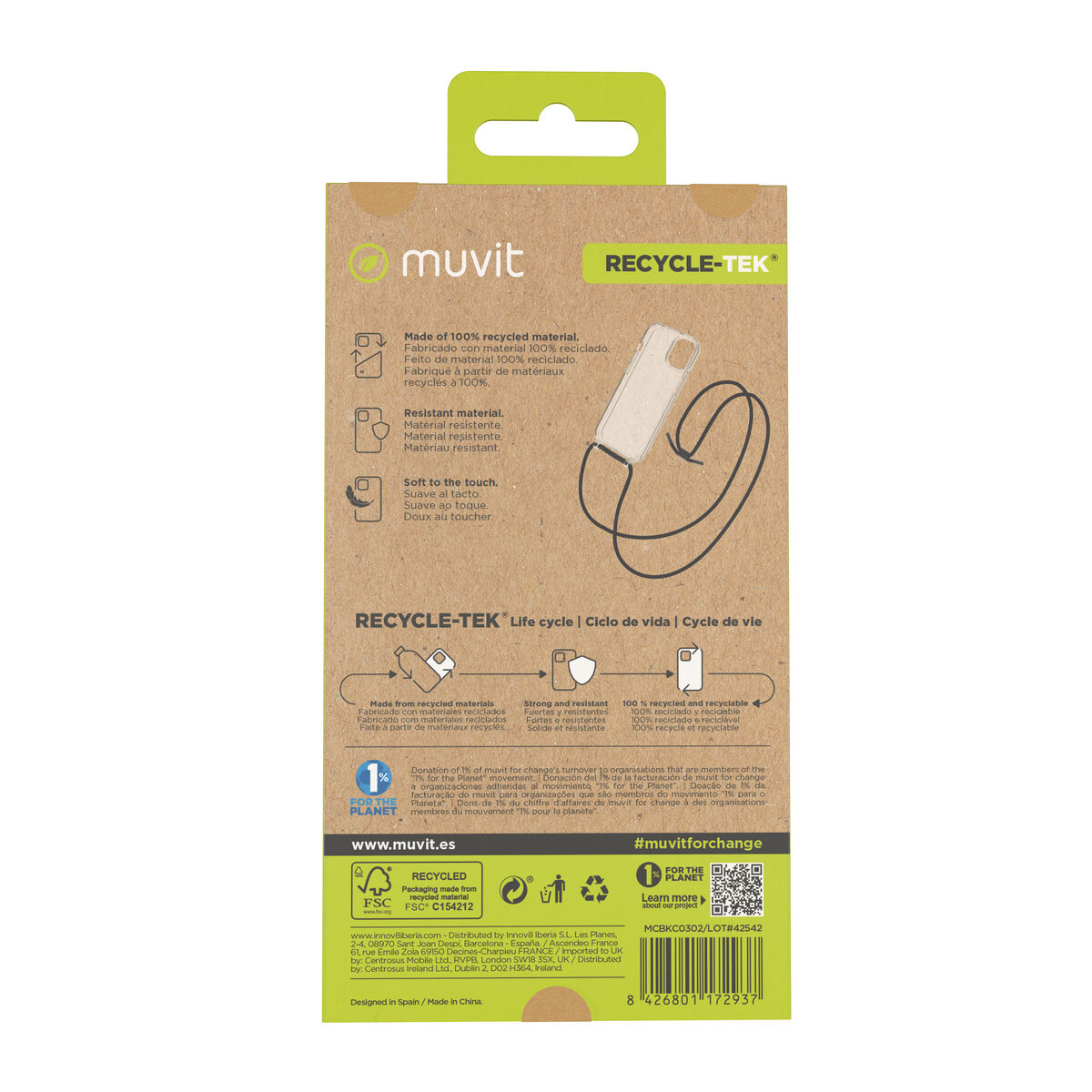 Mobile cover Muvit for Change iPhone 15 Plus Transparent