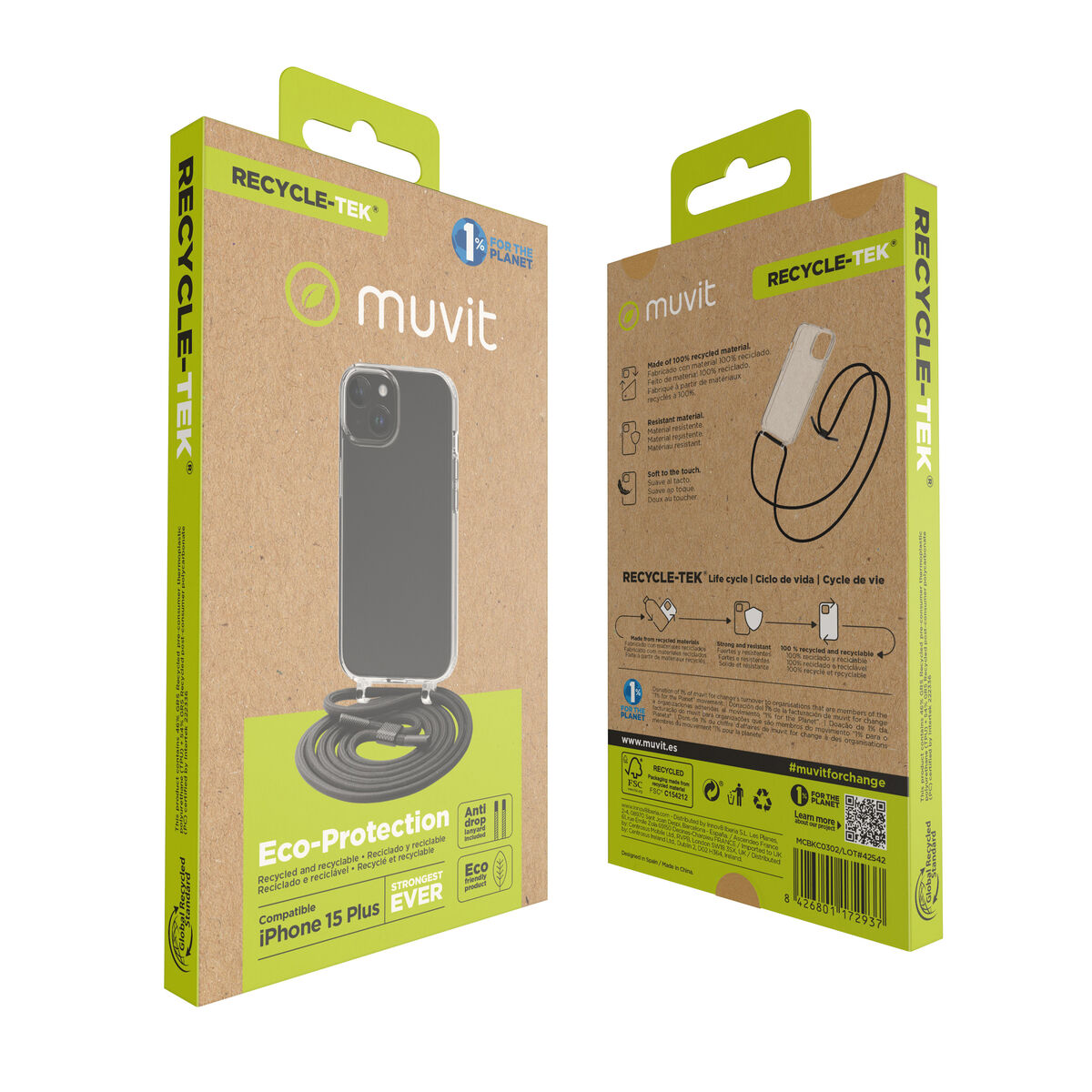 Mobile cover Muvit for Change iPhone 15 Plus Transparent