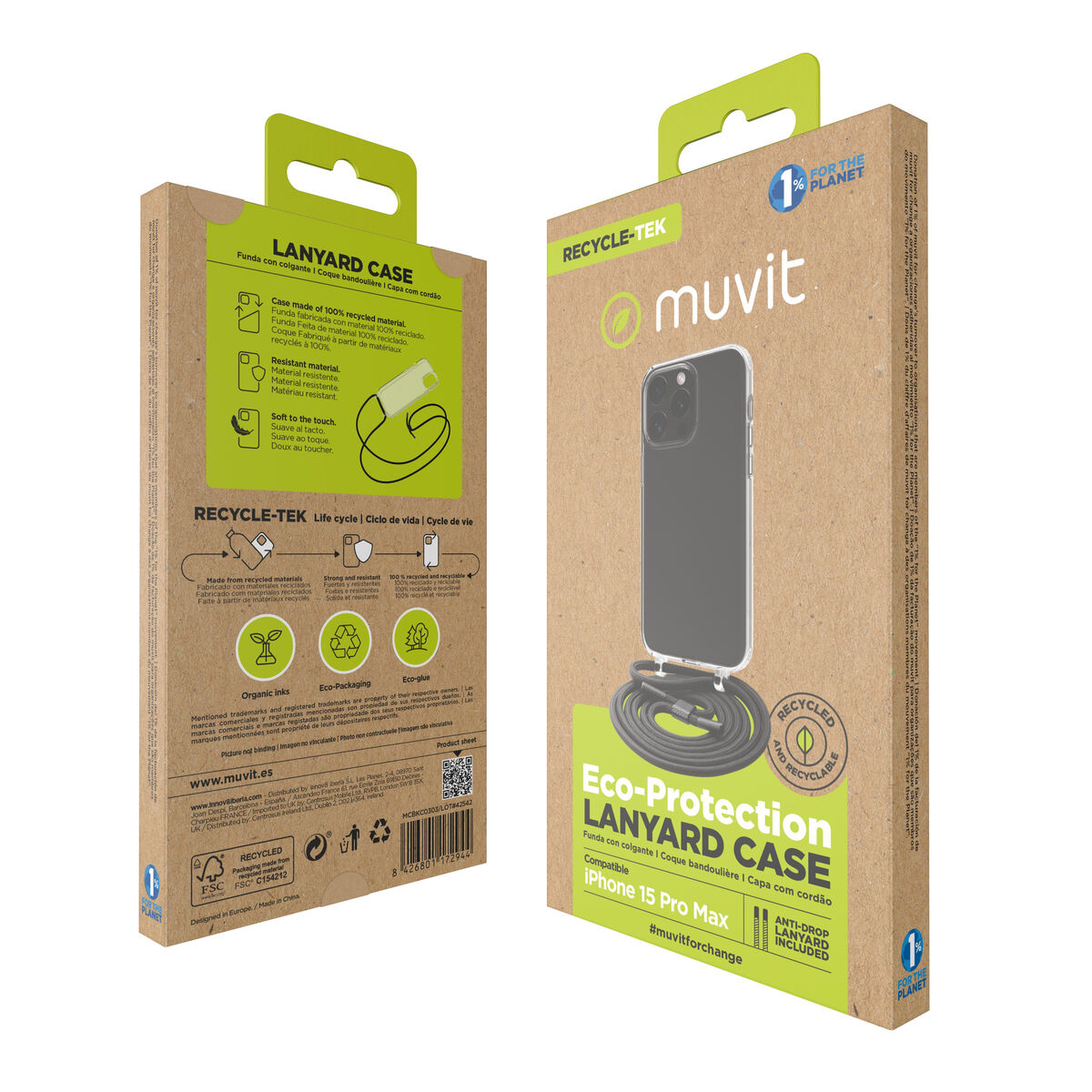 Image de Protection pour téléphone portable Muvit for Change iPhone 15 Pro Max Transparent