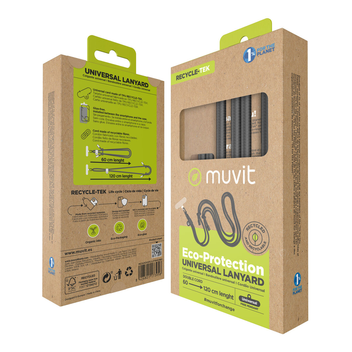 Mobile Phone Lanyard Muvit for Change Black