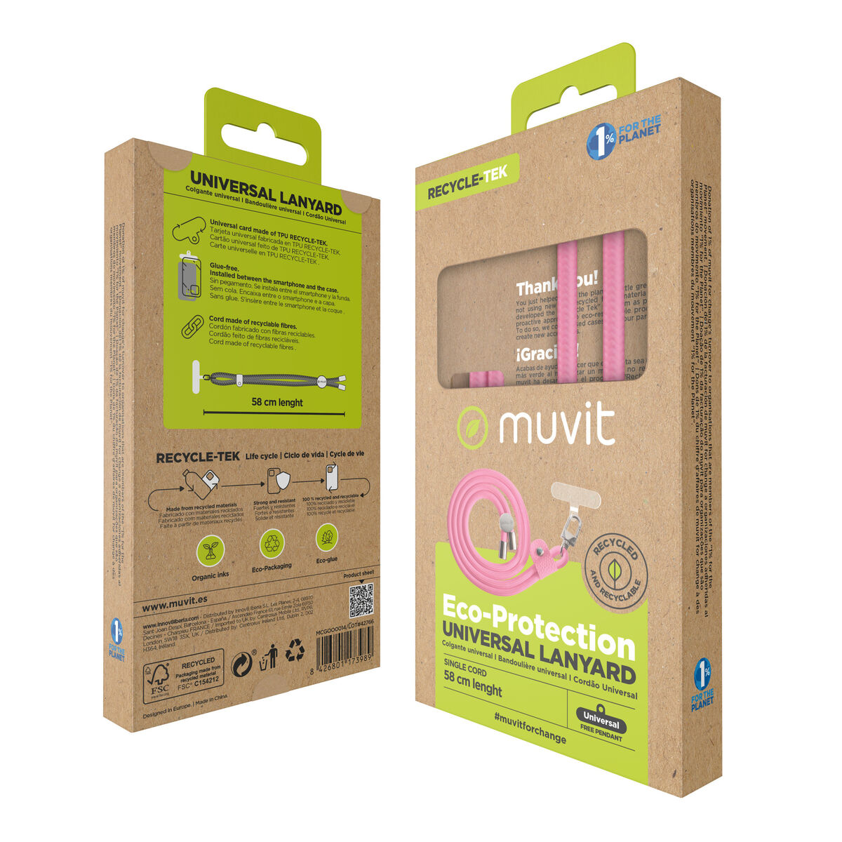 Kép Mobile Phone Lanyard Muvit for Change Pink