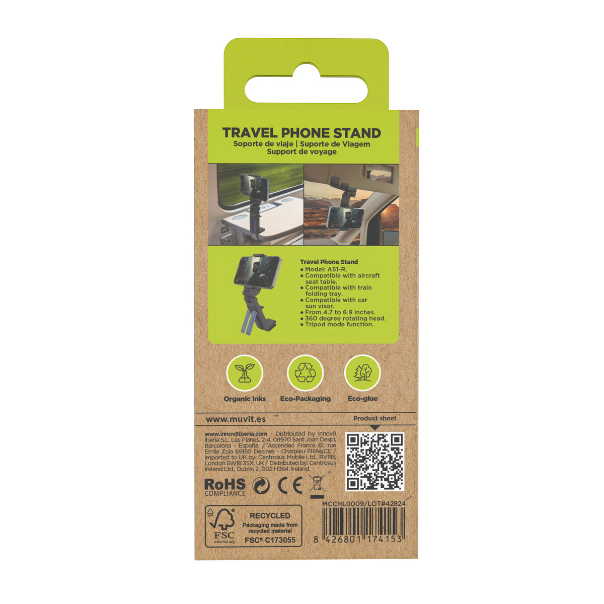 Multi-position Mobile Phone Holder with Clamp Muvit MCCHL0009 Black Plastic
