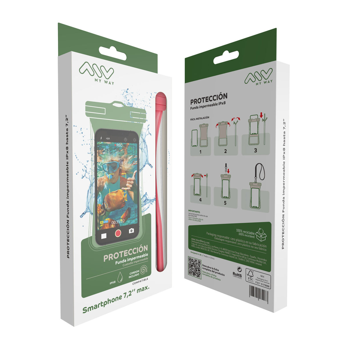 Picture of Waterproof case Myway Floating Pink Universal 7,2" (7")