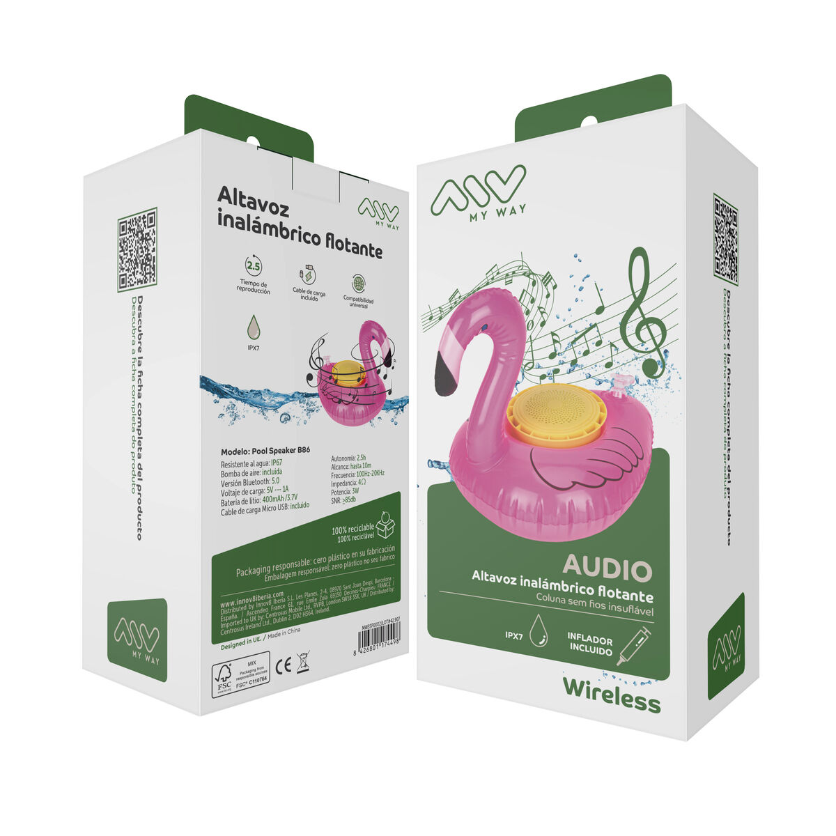 Bild von Tragbare Bluetooth-Lautsprecher Myway Flamingo