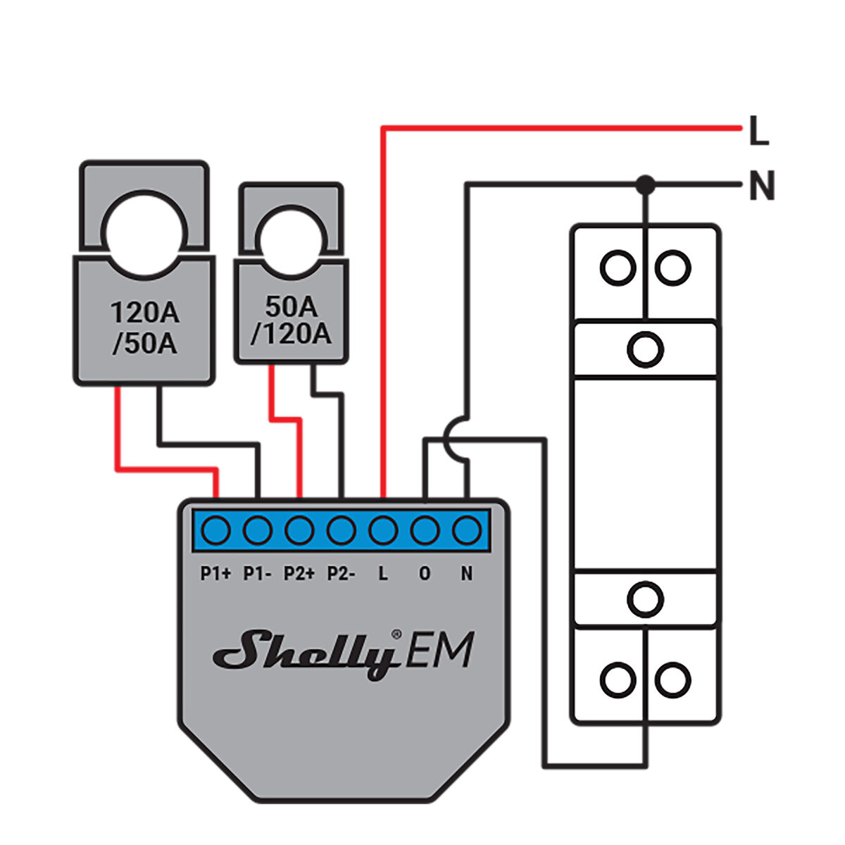 Wi-Fi switch module Shelly SHELLY EM + 50A CLAMP