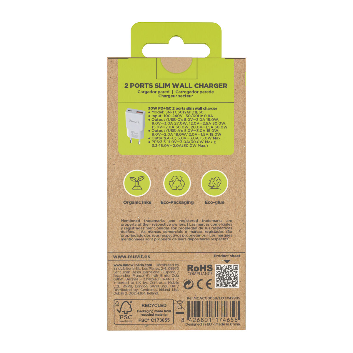 Bild von Wandladegerät Muvit for Change HC-263 Weiß 18 W 30 W