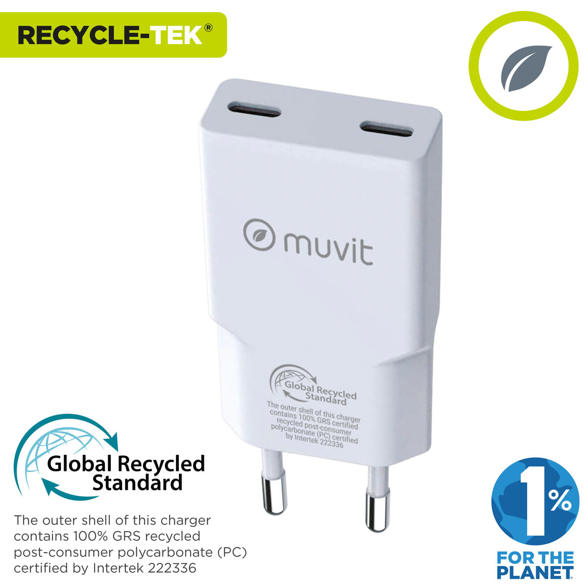 Image de Chargeur de voiture Muvit for Change HC-263C Blanc 30 W