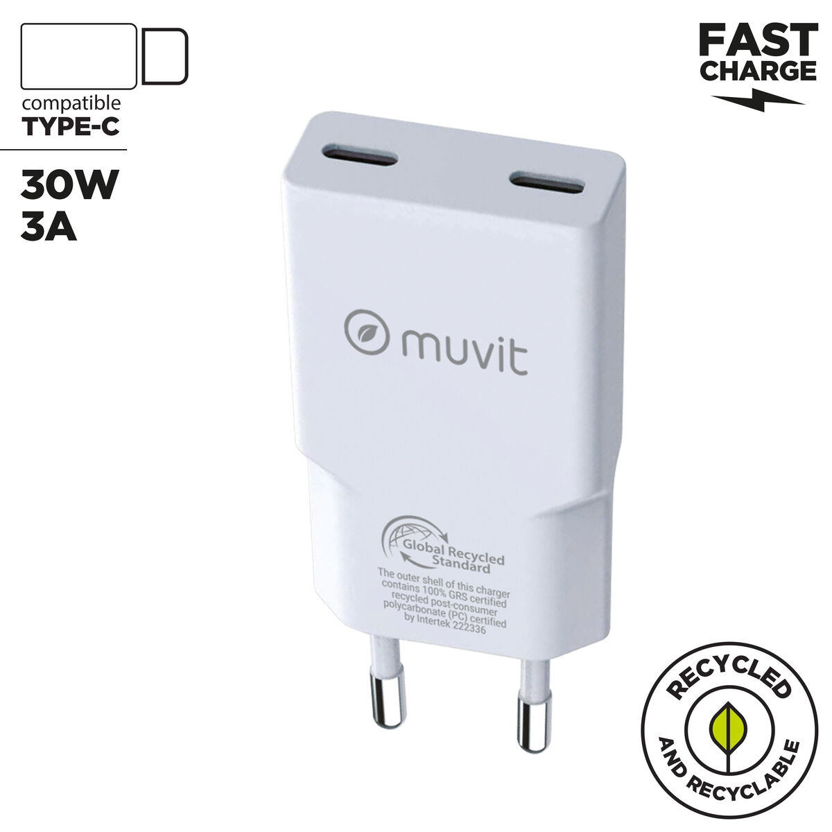 Image de Chargeur de voiture Muvit for Change HC-263C Blanc 30 W