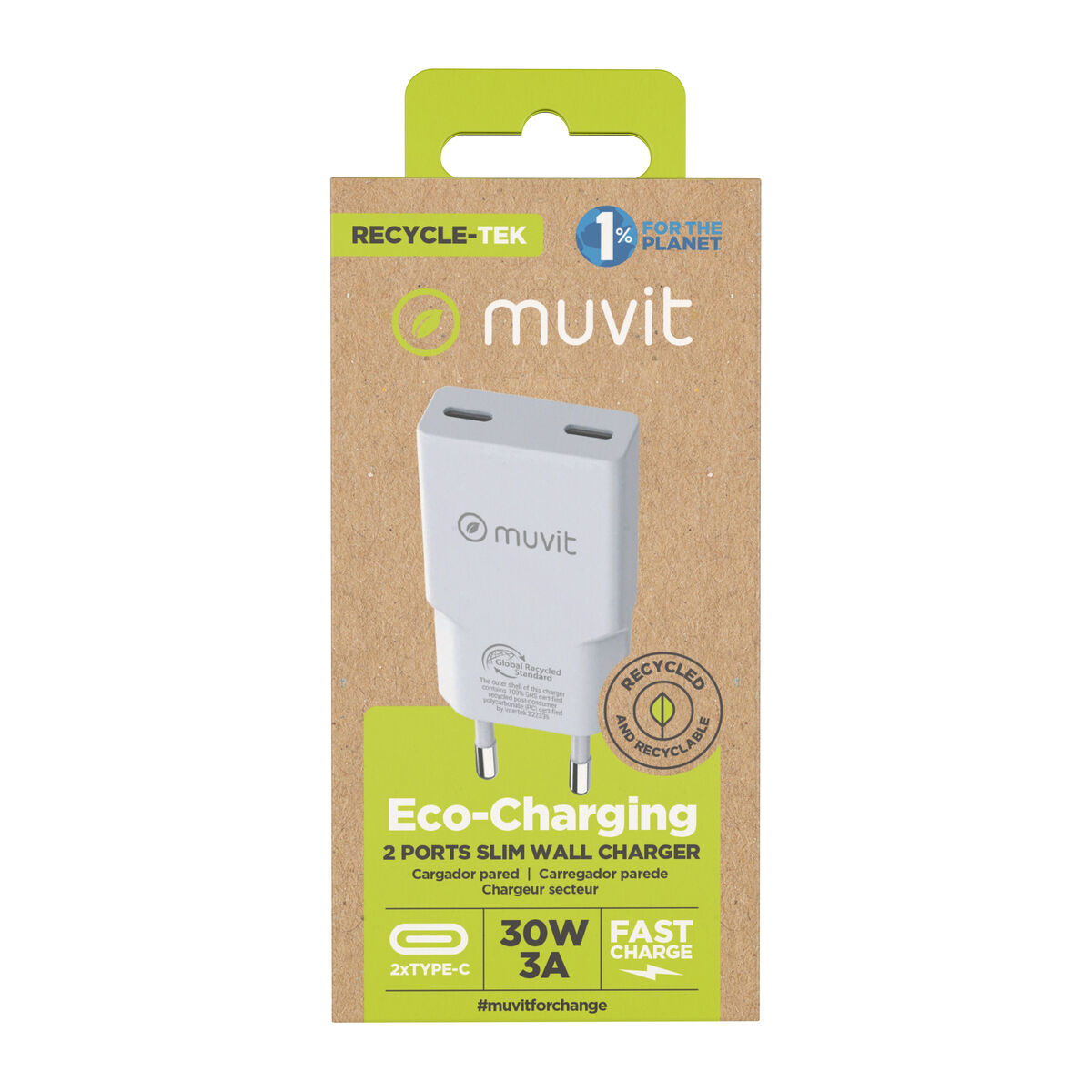 Image de Chargeur de voiture Muvit for Change HC-263C Blanc 30 W