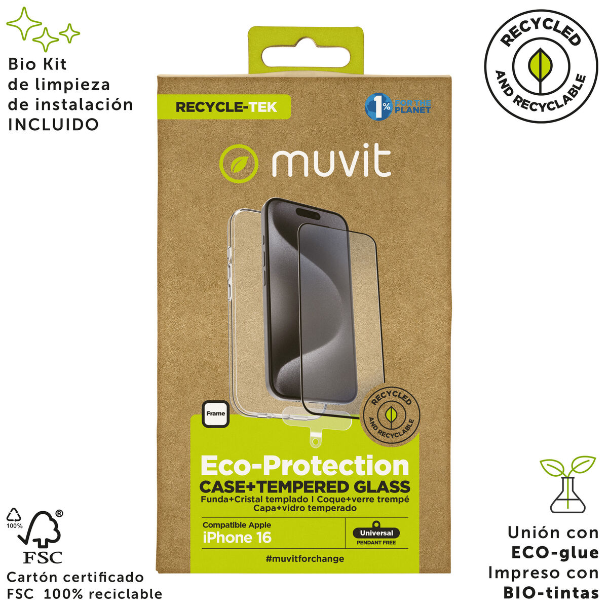 Image de Mobile Case and Protector Muvit for Change iPhone 16 Black