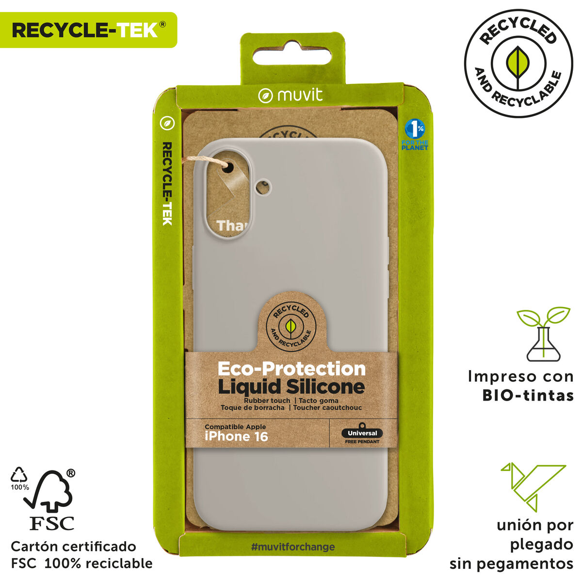 Image de Protection pour téléphone portable Muvit for Change iPhone 16 Nude