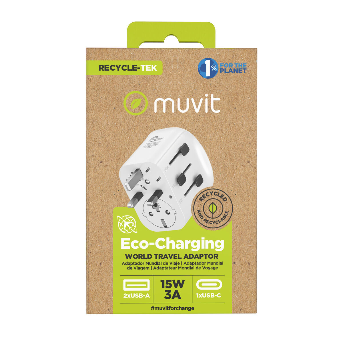 Universele Reisadapter Muvit MCADP0006 Wit 150 W 15 w