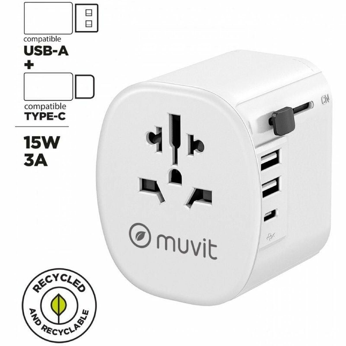 Universal Travel Power Adapter Muvit MCADP0006 White 150 W 15 w