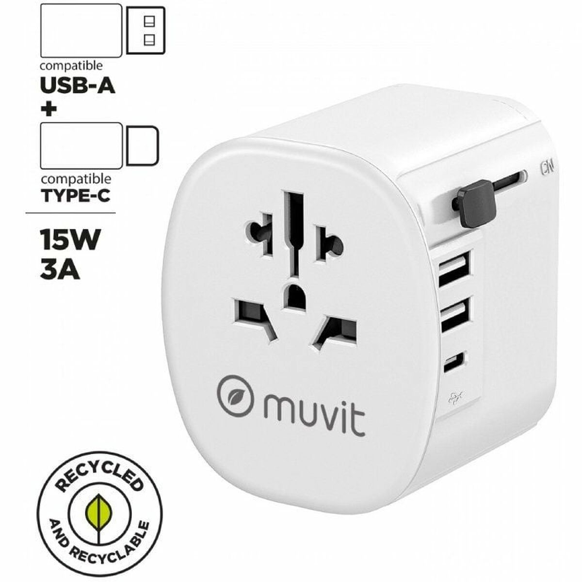 Image secondaire de Chargeur mural Muvit MCADP0006 15 W Blanc
