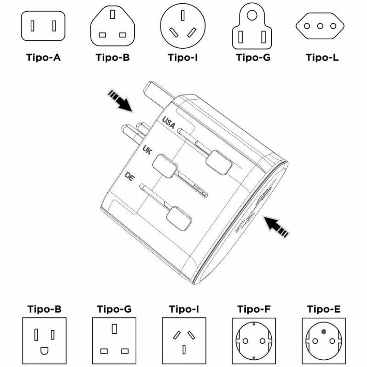 Universal Travel Power Adapter Muvit MCADP0006 White 150 W 15 w
