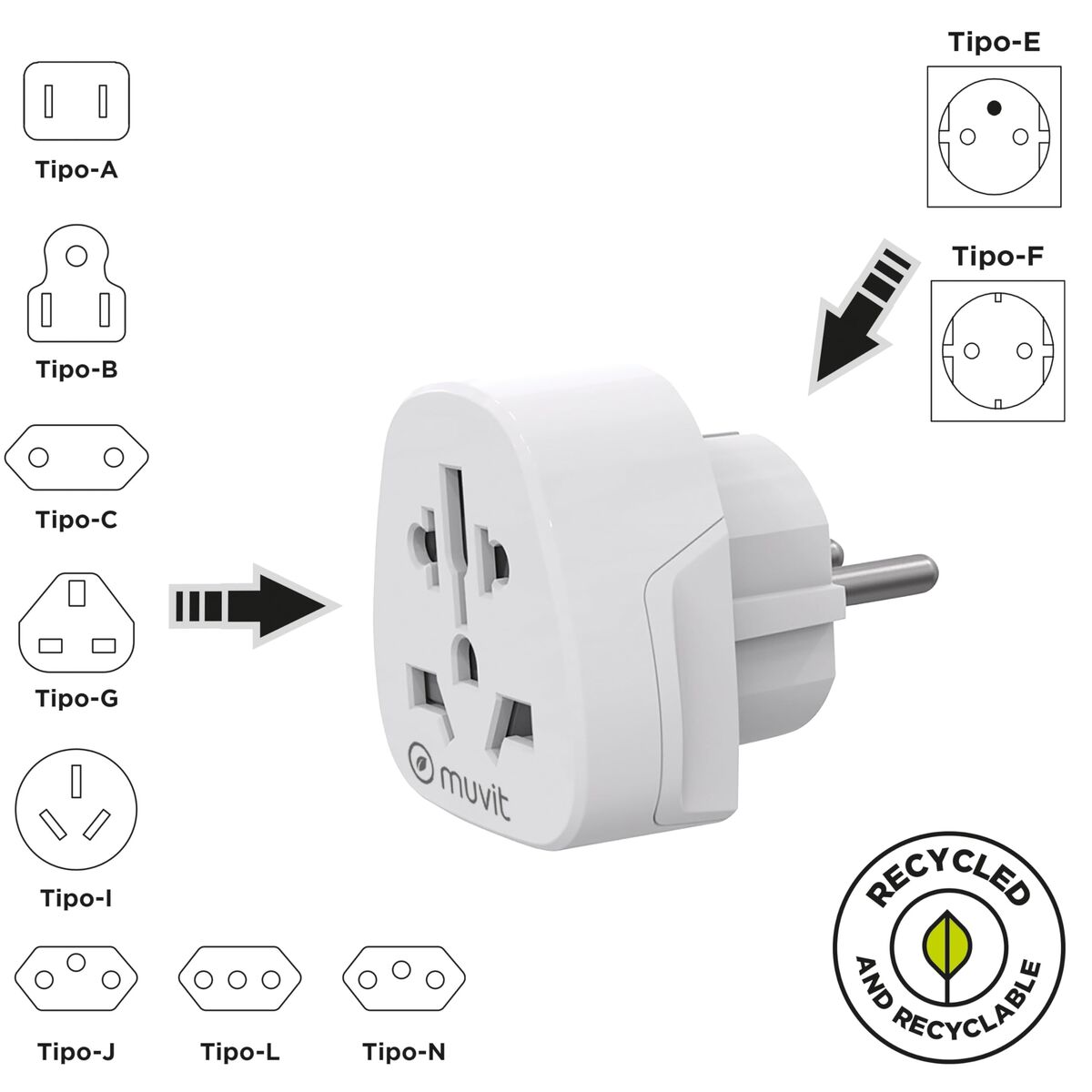 Universal Adapter Muvit For Change MCADP0007 White