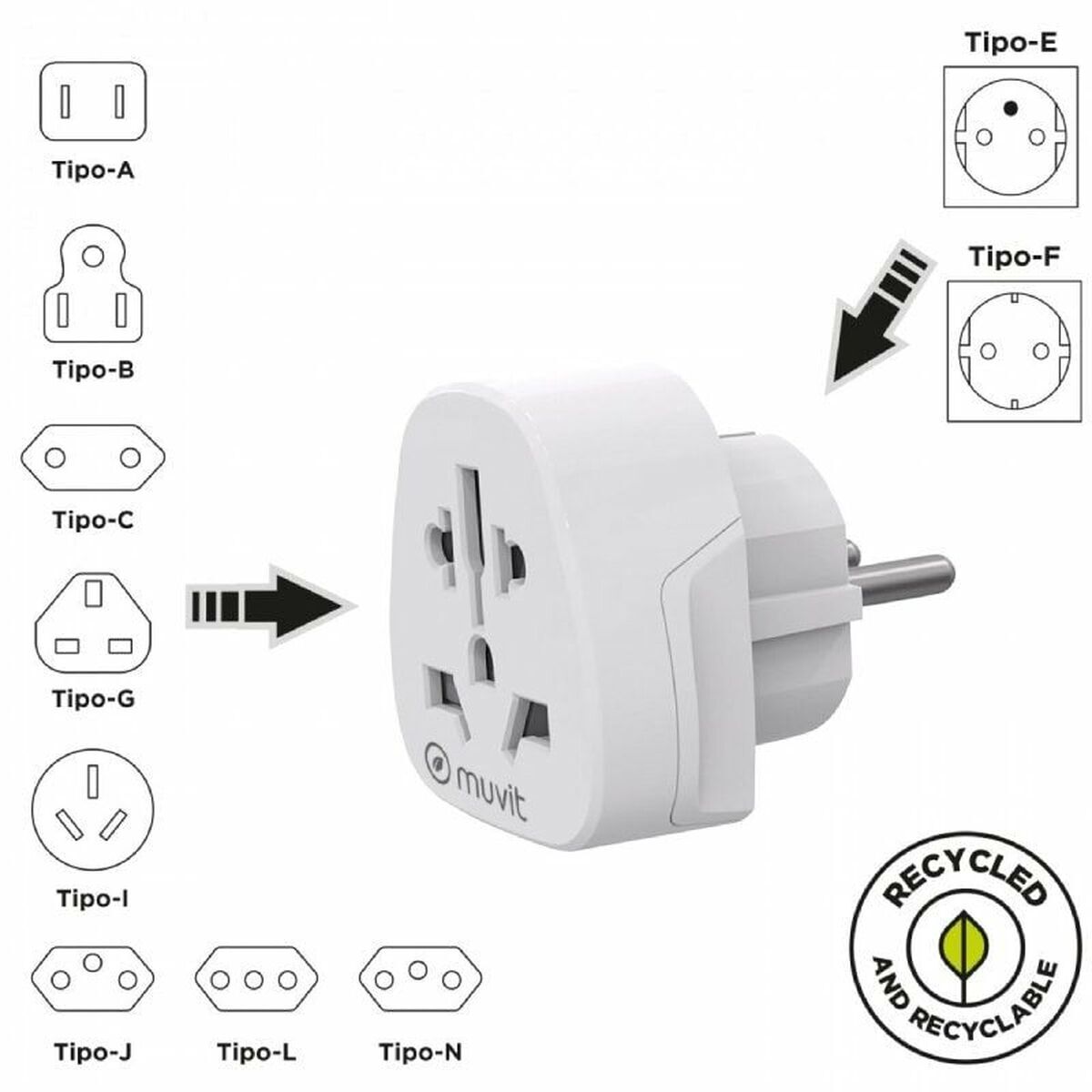 Universal Adapter Muvit For Change MCADP0007 White