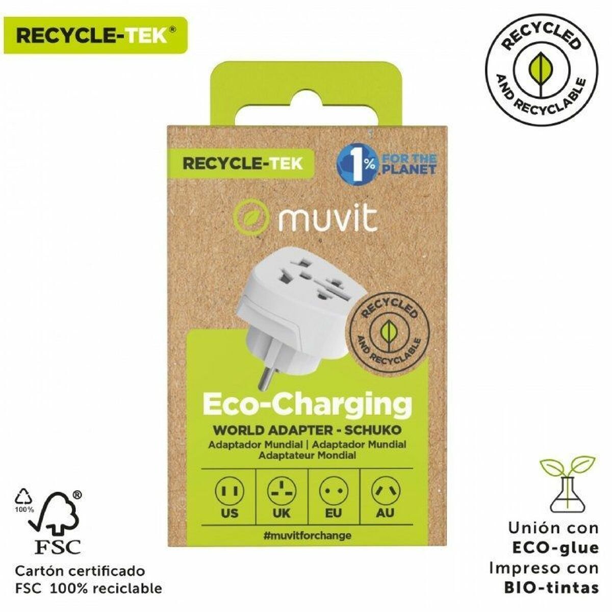 Universal Adapter Muvit For Change MCADP0007 White