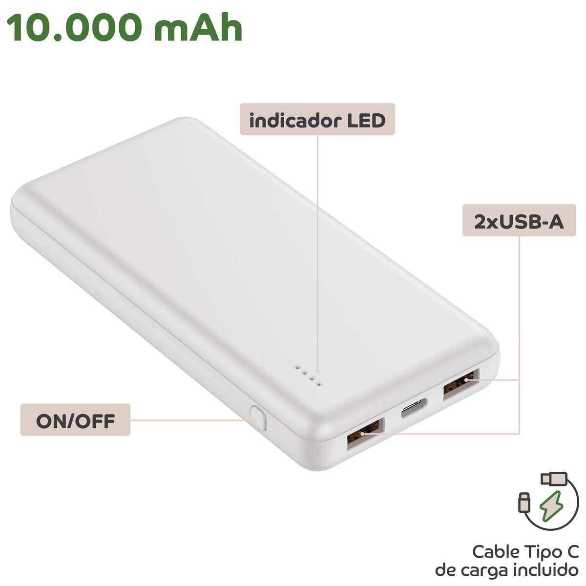 Picture of Powerbank Myway White 10000 mAh