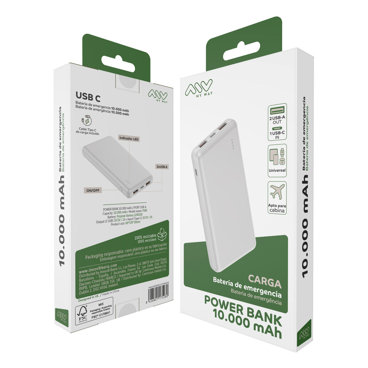Picture of Powerbank Myway White 10000 mAh