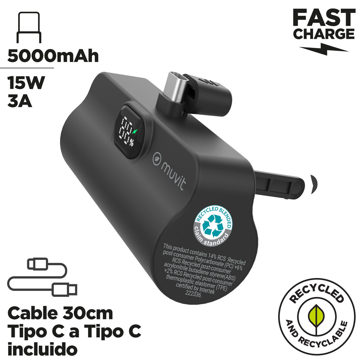 Picture of Powerbank Muvit for Change DP53D-R-PD Black 5000 mAh