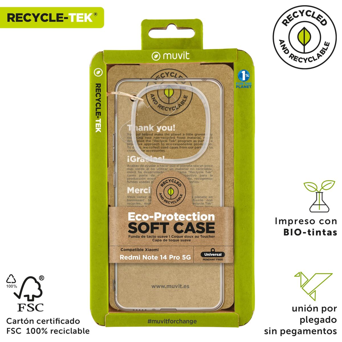 Picture of Mobile cover Muvit Xiaomi Redmi Note 14 Pro 5G Transparent