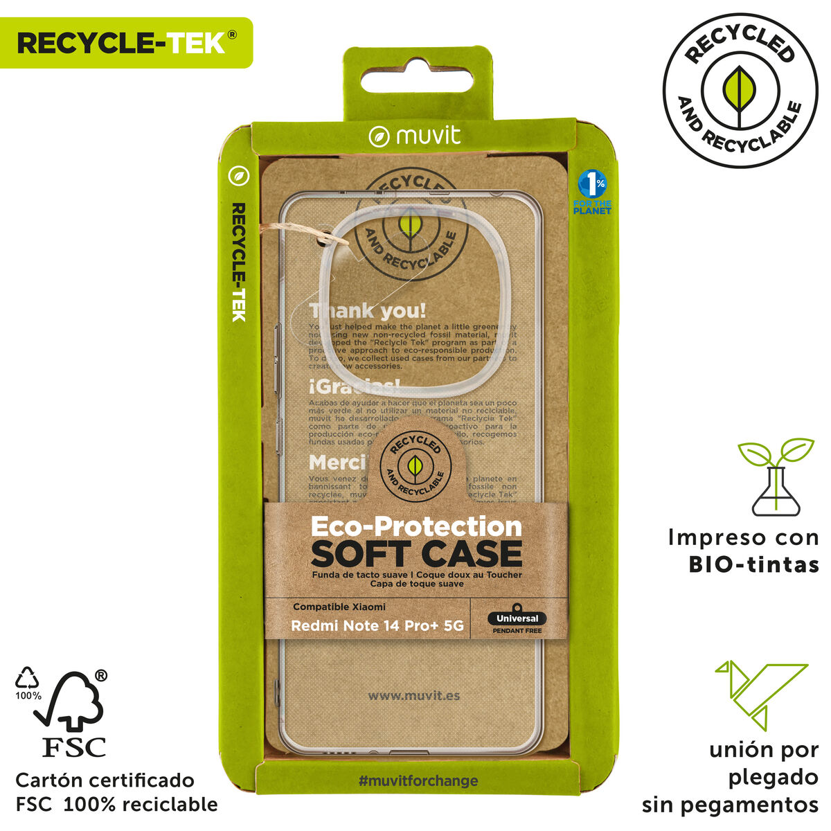 Picture of Mobile cover Muvit Xiaomi Redmi Note 14 Pro+ 5G Transparent