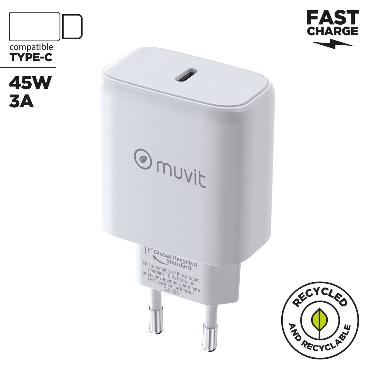Picture of Wall Charger Muvit SN-TC650AD1E45A White 45 W