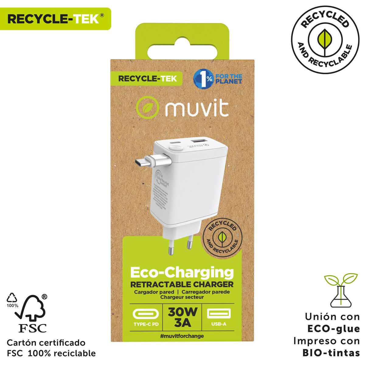 Wall Charger Muvit WCEU63-30-AC2 White 30 W