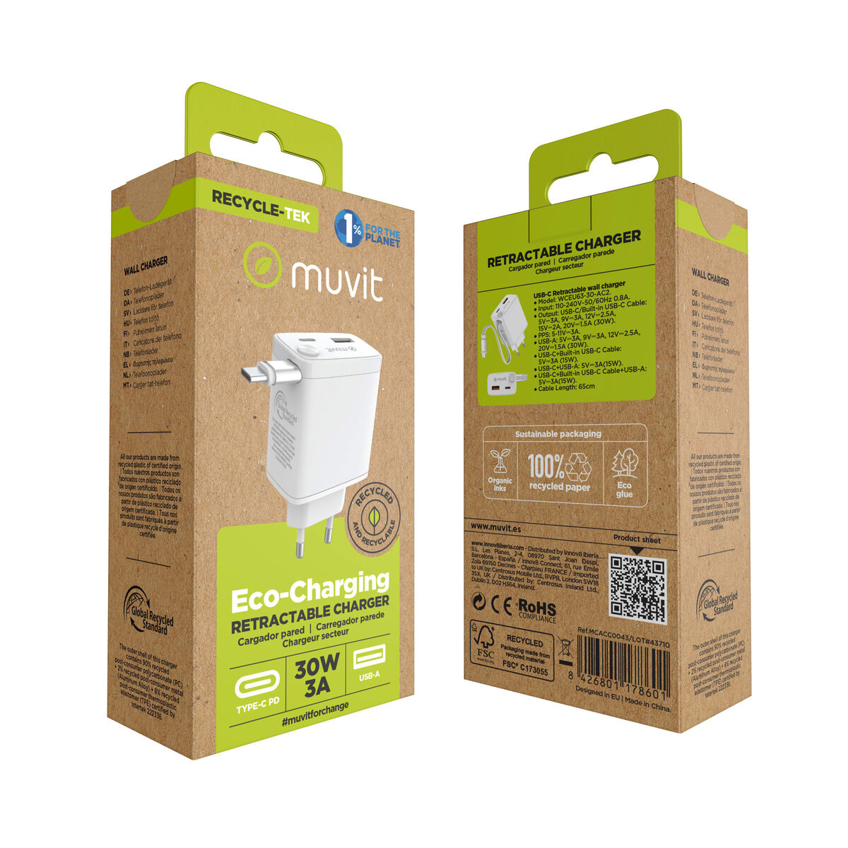 Wall Charger Muvit WCEU63-30-AC2 White 30 W