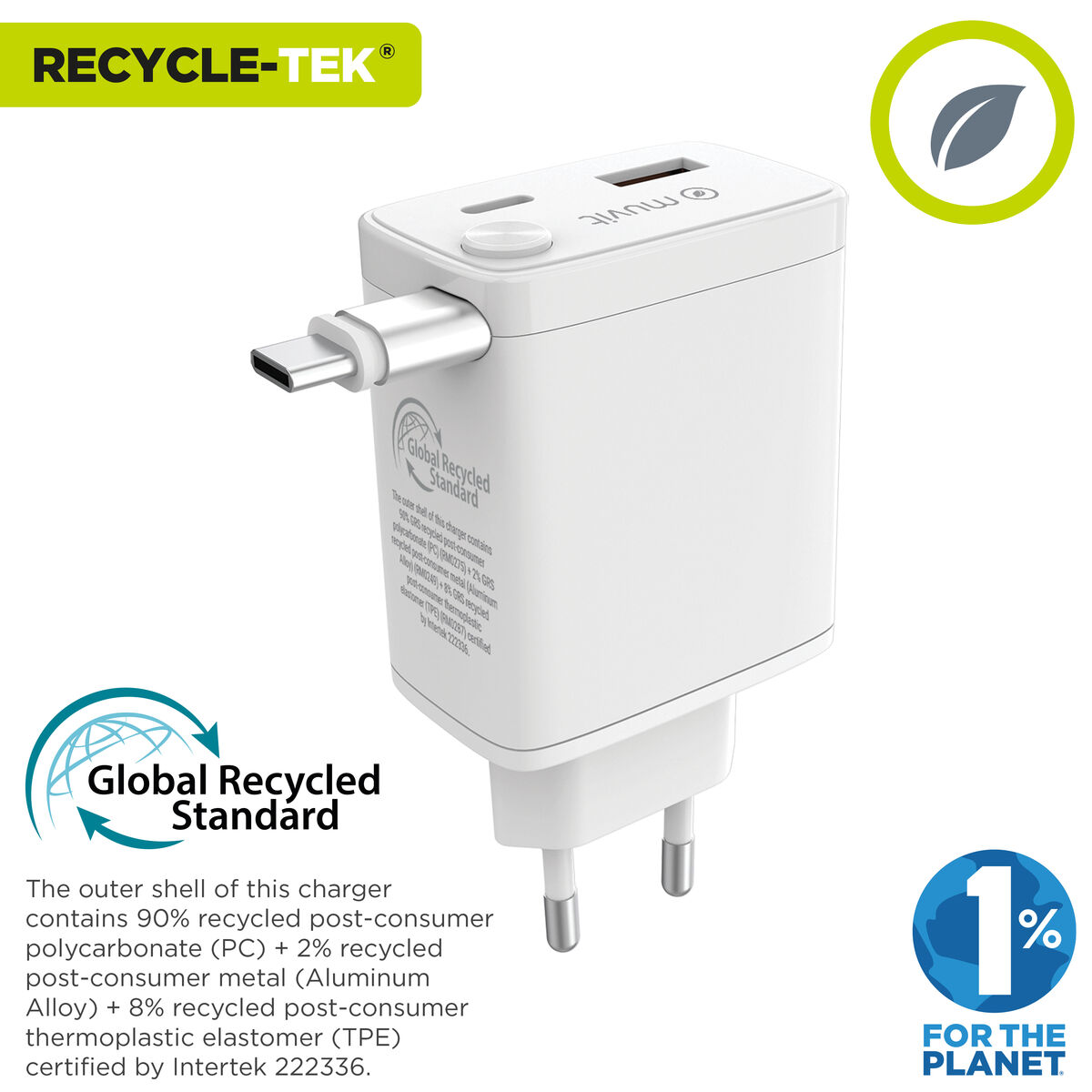 Picture of Wall Charger Muvit WCEU63-30-AC2 White 30 W