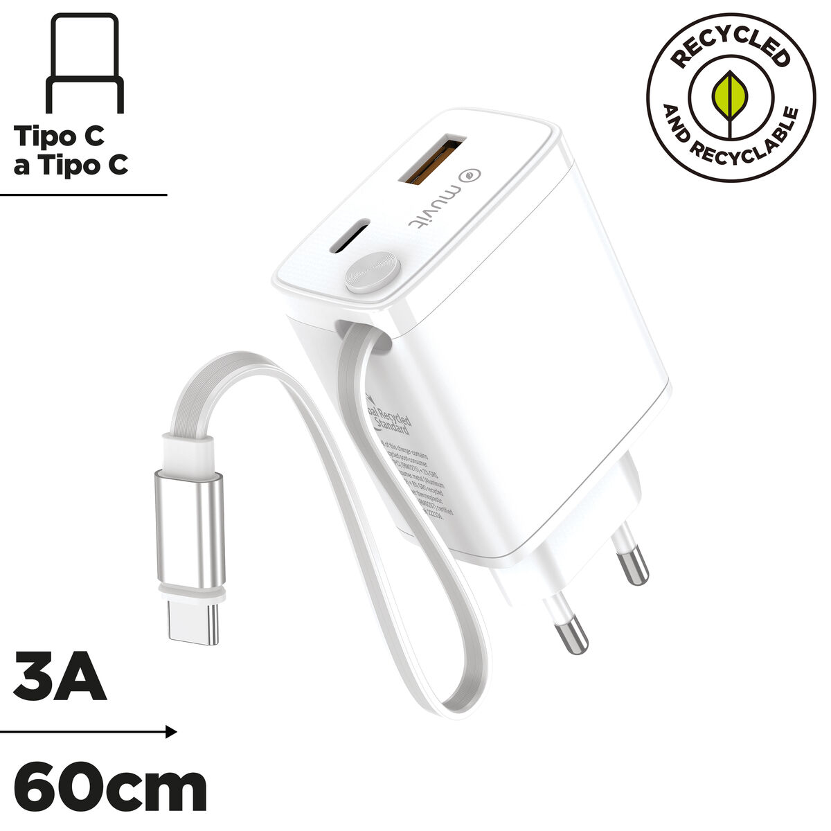 Picture of Wall Charger Muvit WCEU63-30-AC2 White 30 W