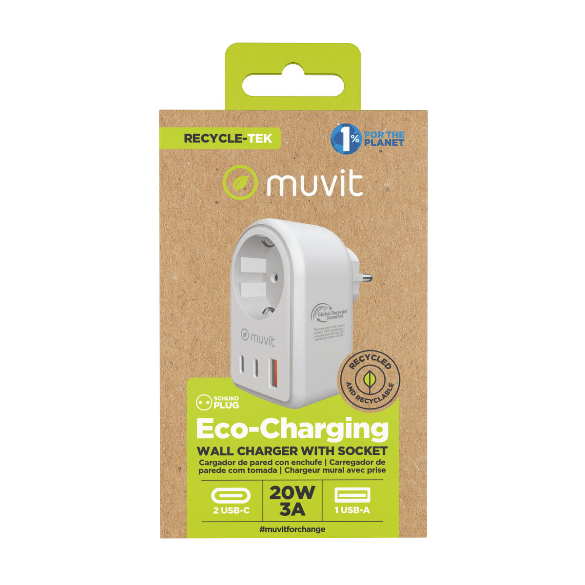 Picture of Wall Charger Muvit for Change 851DQ-DE White 20 W