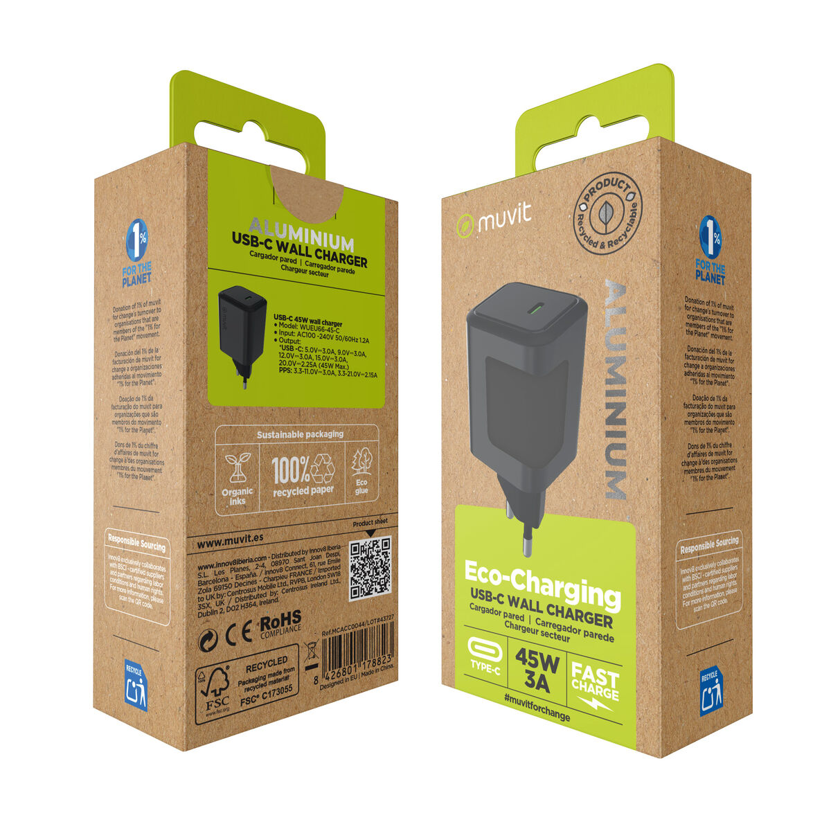 Wall Charger Muvit WUEU66-45-C White 45 W