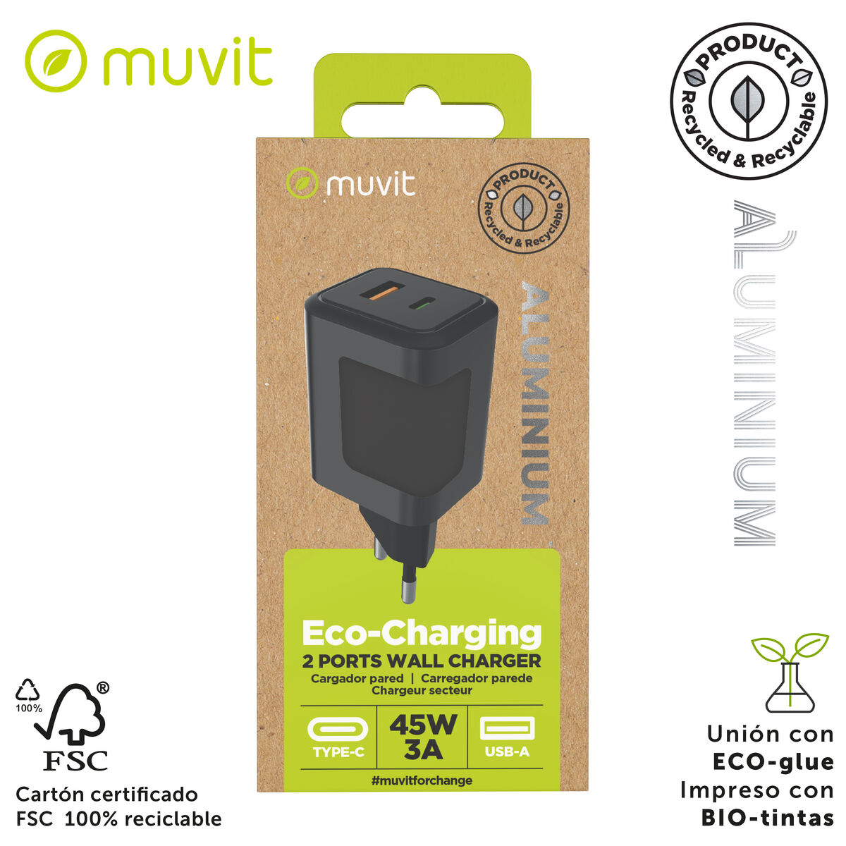Picture of Wall Charger Muvit WCEU66-45-AC White 45 W