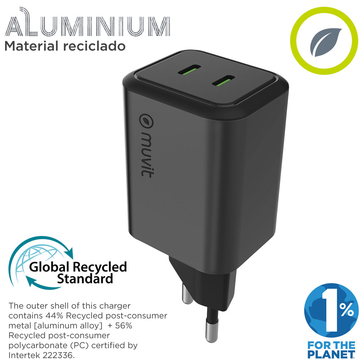 Picture of Wall Charger Muvit WCEU66-45-C2 Silver 45 W