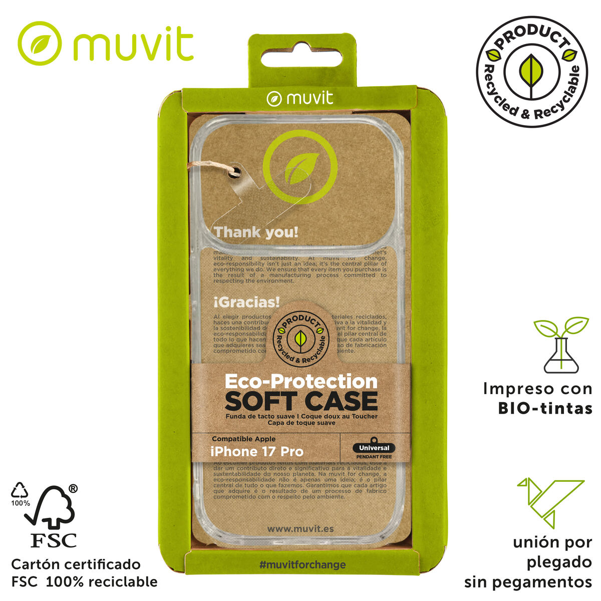 Image de Mobile cover Muvit for Change iPhone 17 Pro Transparent