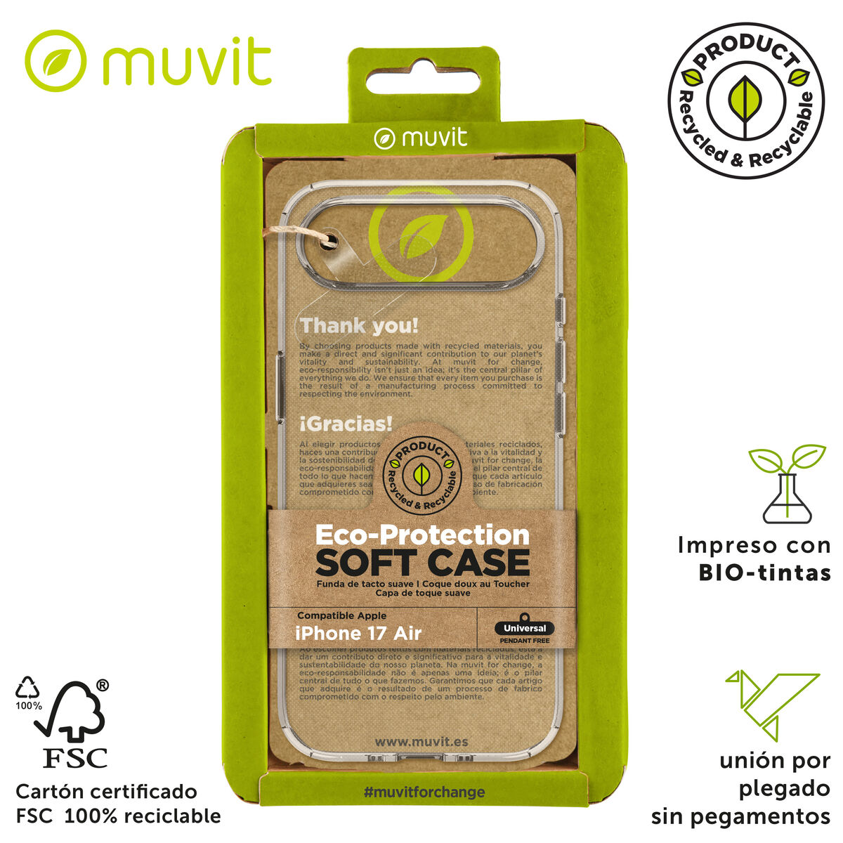 Bild von Mobile cover Muvit for Change iPhone Air Transparent