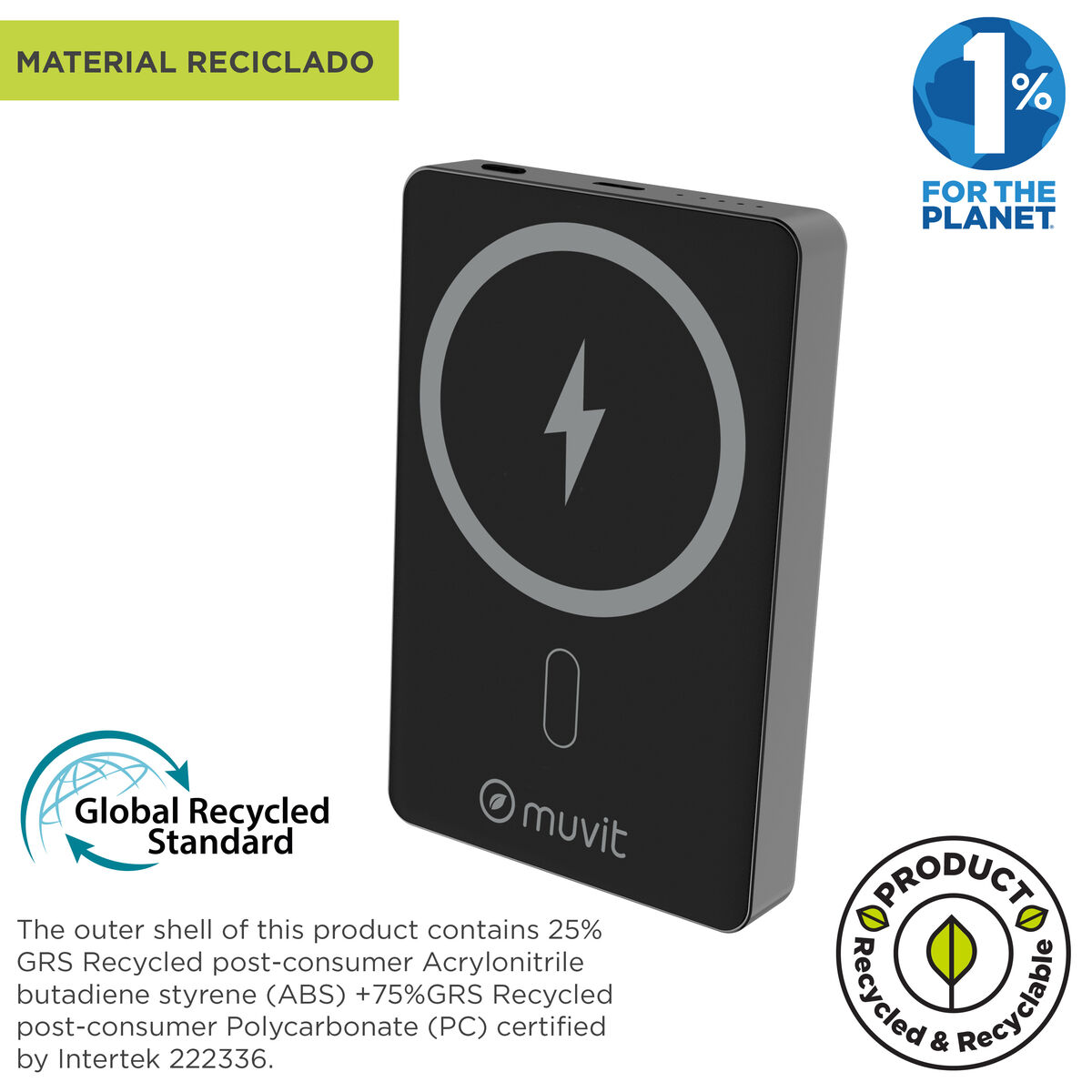 Bild von Powerbank Muvit for Change Black Aluminium 10000 mAh