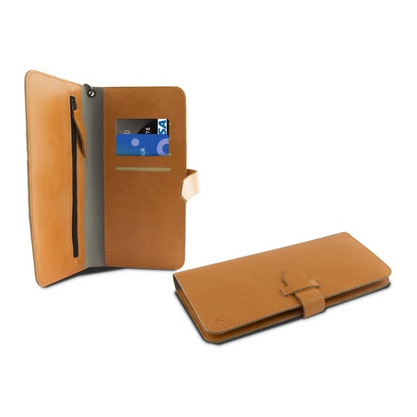 Funda para Móvil Universal Libro Smartphone 5,5" KSIX Wallet Naranja