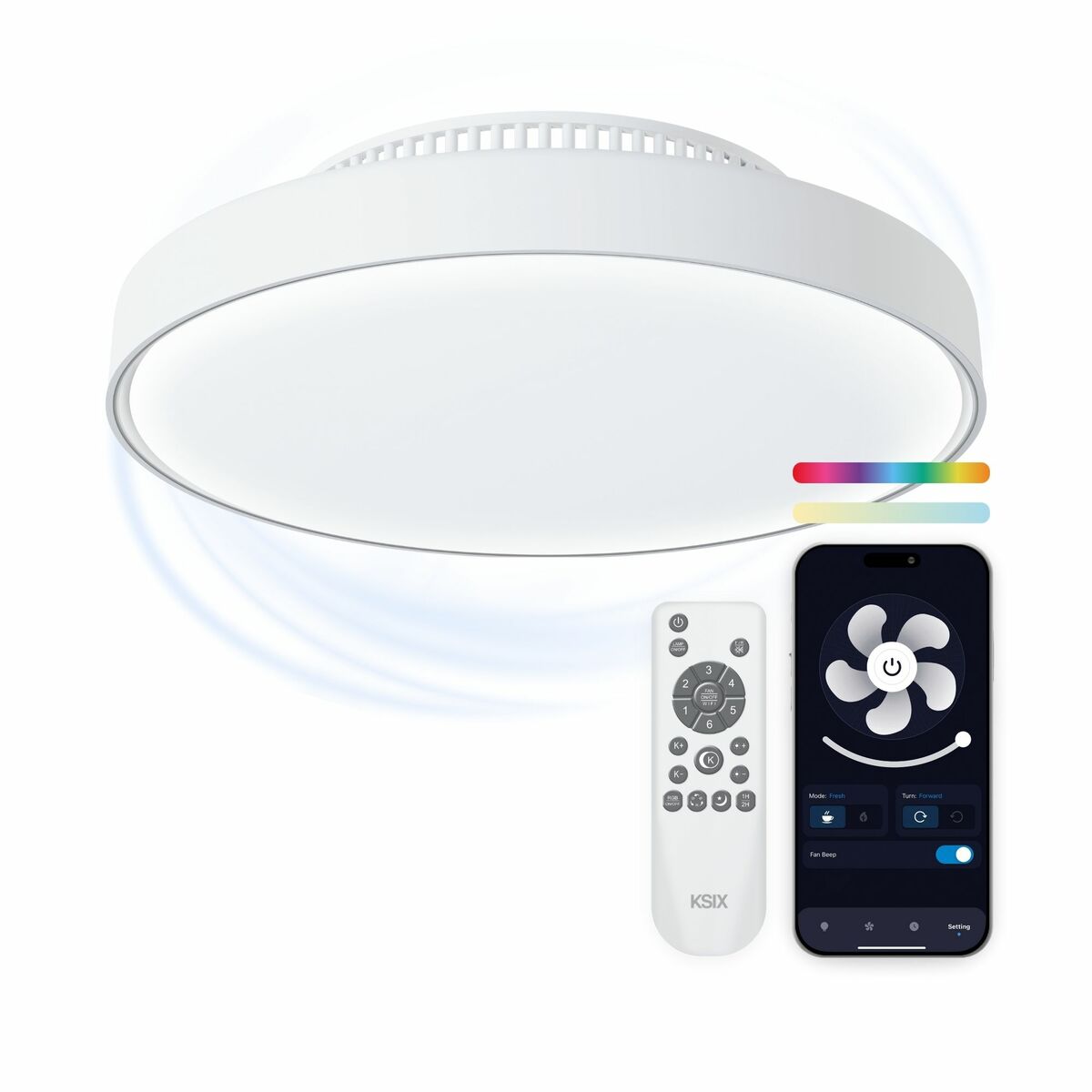 Ventilateur de Plafond avec Lumière KSIX Mistral Blanc (Reconditionné D)