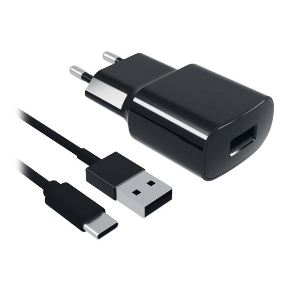 Cargador de Pared + Cable USB C Contact 2A Negro