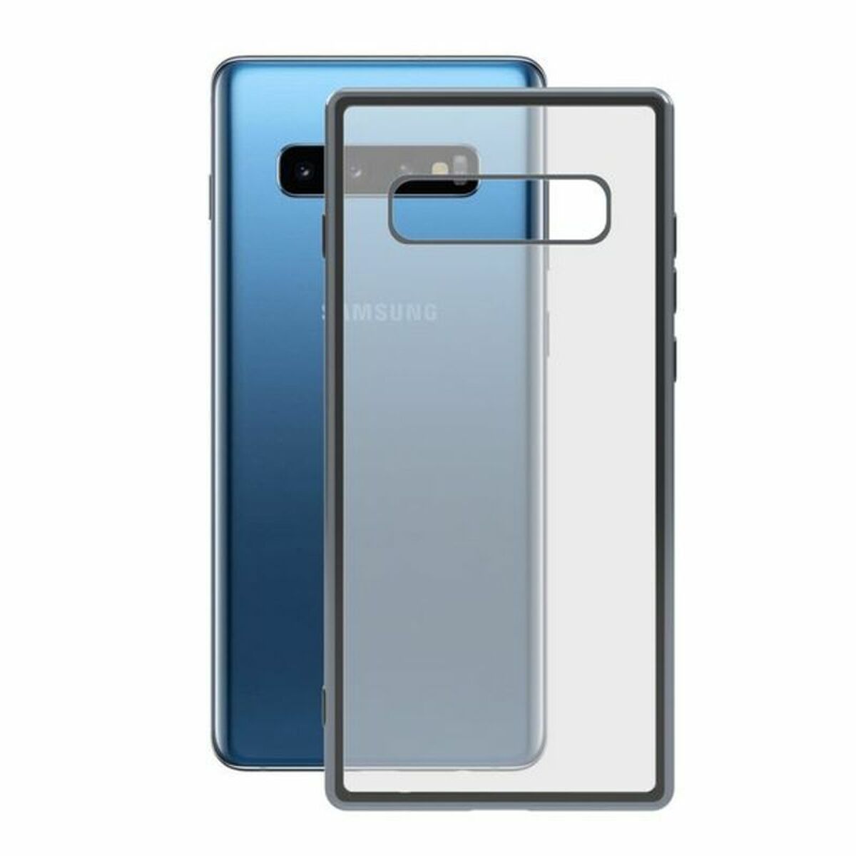 Protection pour téléphone portable Samsung Galaxy S10+ KSIX Flex Metal TPU Transparent Gris Métallisé