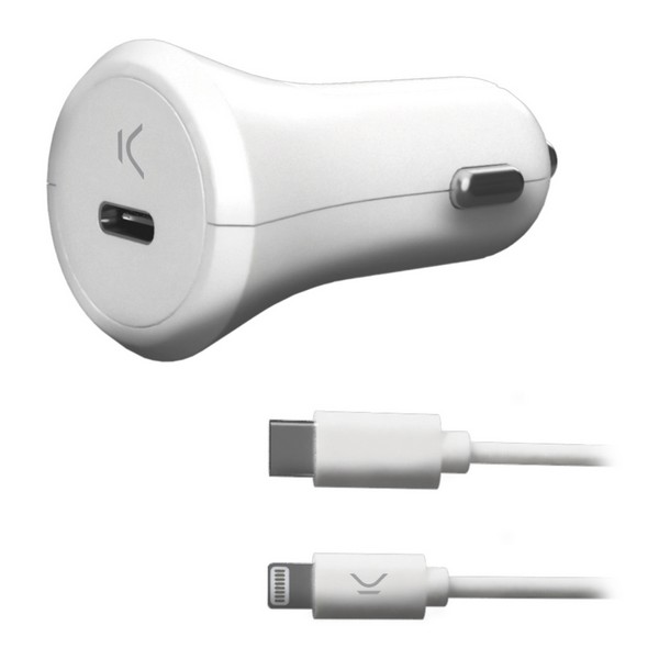 Chargeur USB pour Voiture KSIX MFI 18W Blanc   