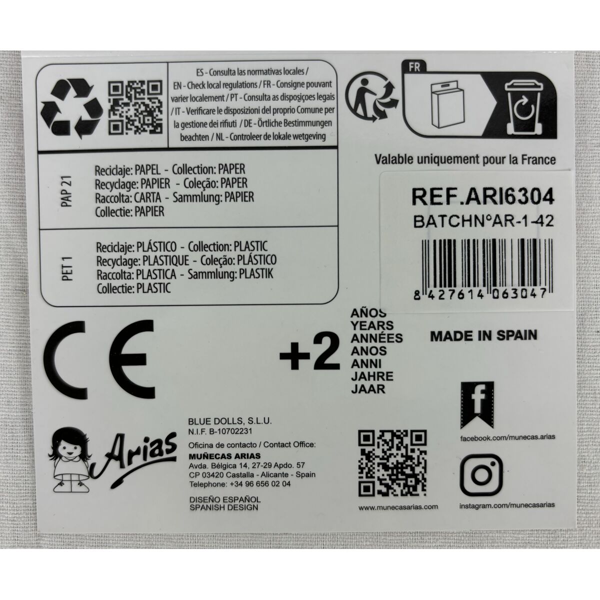 Dolls shoes Arias White 45 cm