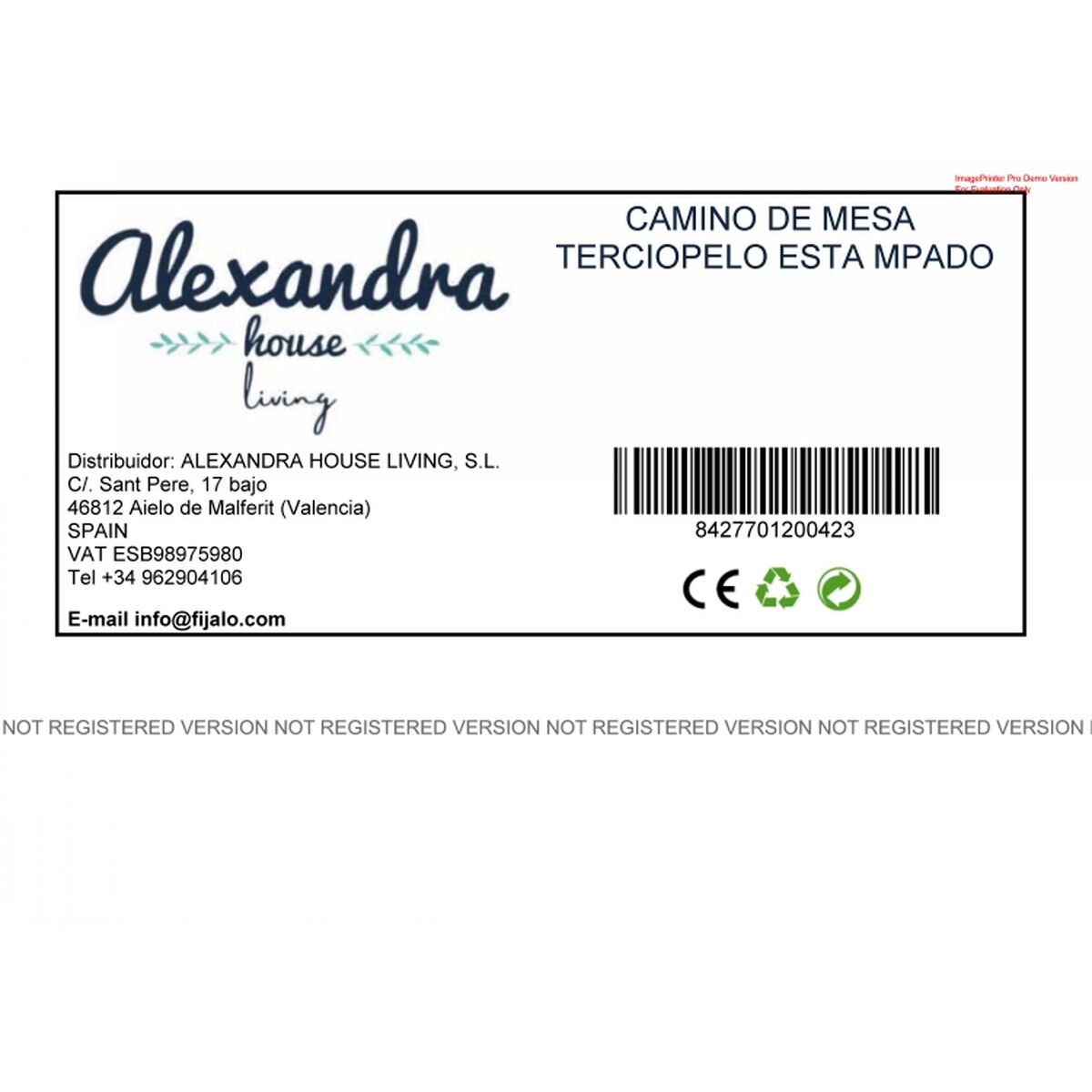 Tafelloper Alexandra House Living Multicolour Textiel 33 x 180 cm