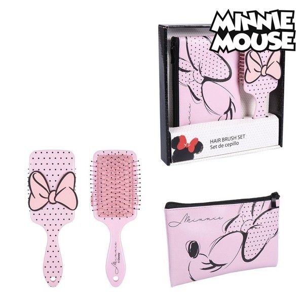 Coffret cadeau Minnie Mouse Trousse de toilette Brosse à Cheveux Rose (2 pcs)